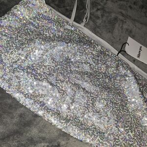 Silver Sequin Crop Top